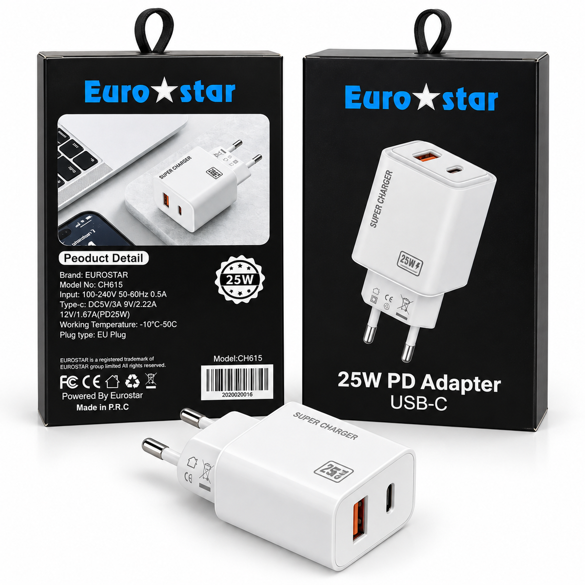 Karikues Eurostar 25W PD USB-C + USB-A – Fisha EU