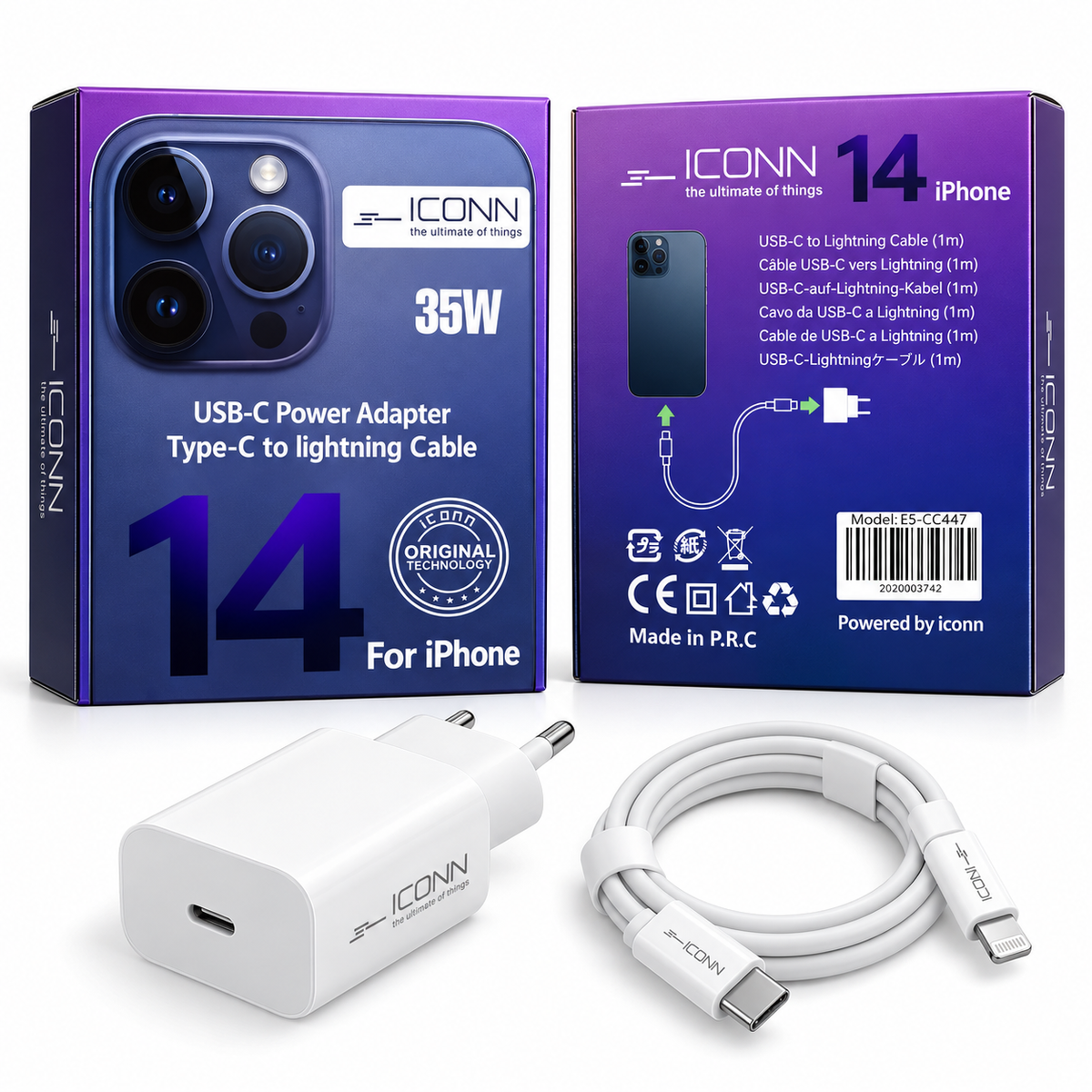 Karikues ICONN 35W USB-C + Kabllo USB-C në Lightning